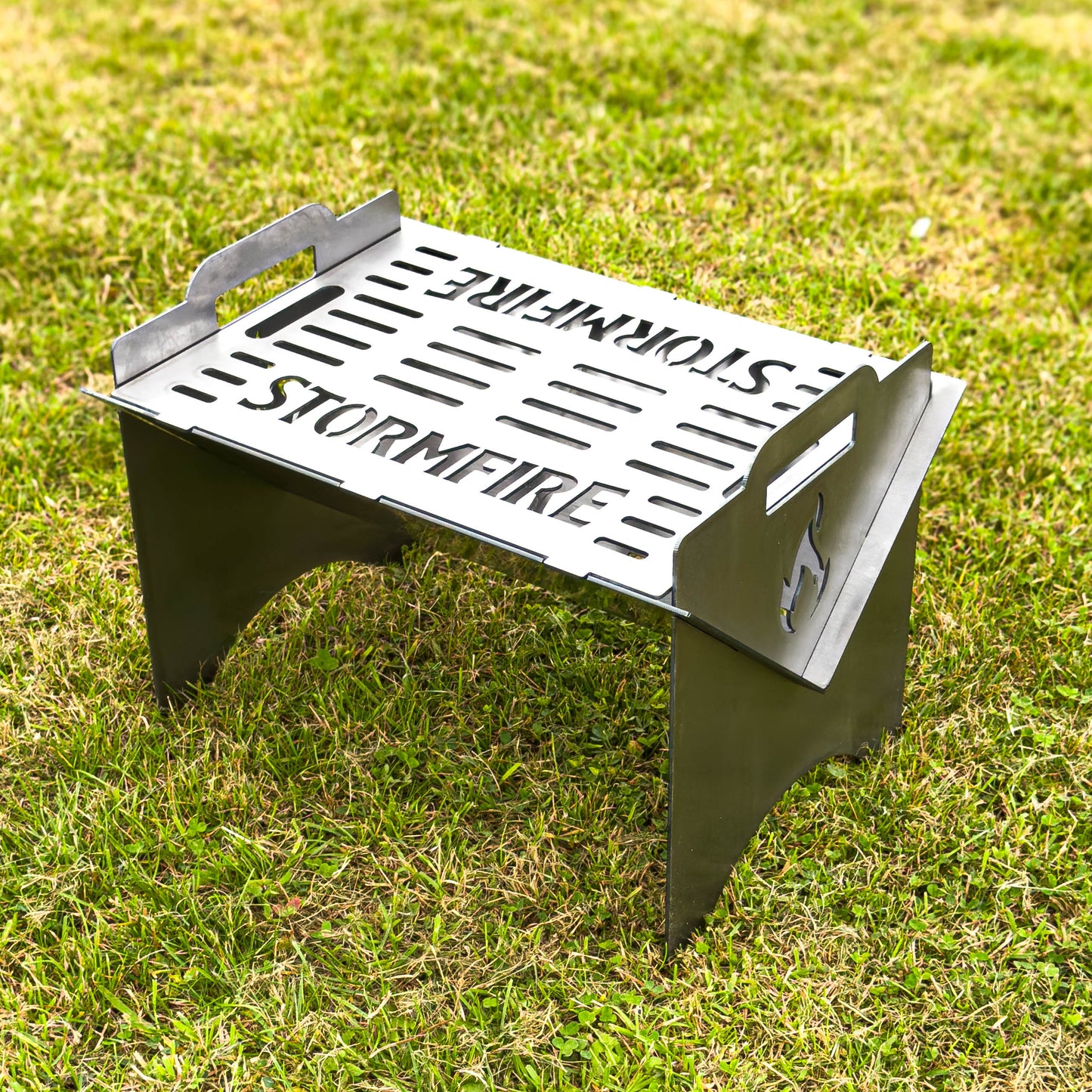 Storm Fire Portable Flat-Pack Fire Pit & Grill: Handmade Steel Camping Cookout