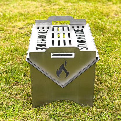 Storm Fire Portable Flat-Pack Fire Pit & Grill: Handmade Steel Camping Cookout