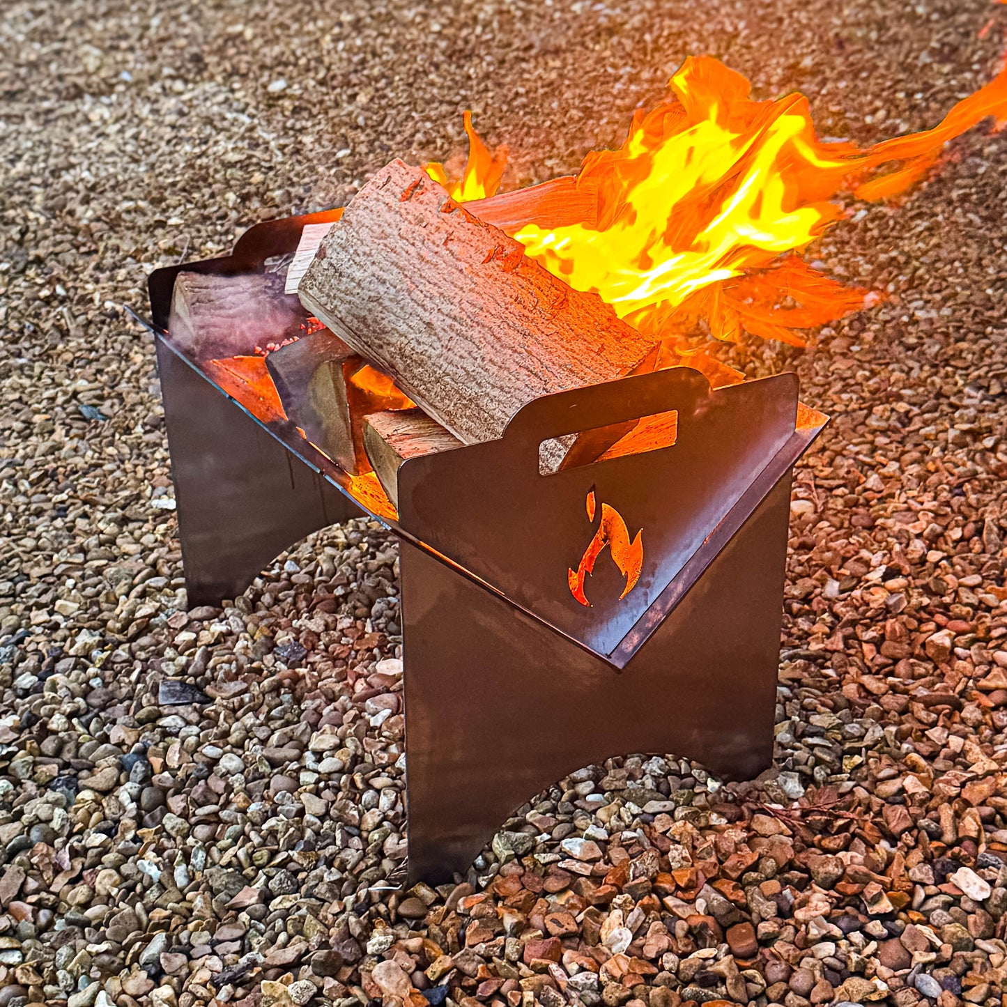 Storm Fire Portable Flat-Pack Fire Pit & Grill: Handmade Steel Camping Cookout