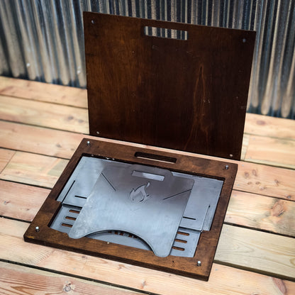 Storm Fire Portable Flat-Pack Fire Pit & Grill: Handmade Steel Camping Cookout