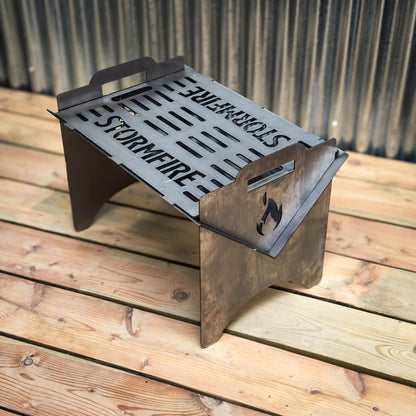 Storm Fire Portable Flat-Pack Fire Pit & Grill: Handmade Steel Camping Cookout