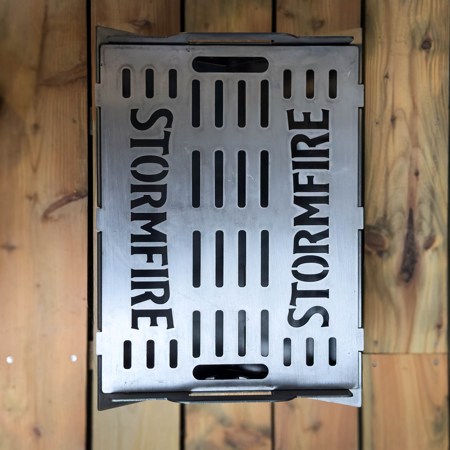 Storm Fire Portable Flat-Pack Fire Pit & Grill: Handmade Steel Camping Cookout