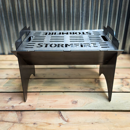Storm Fire Portable Flat-Pack Fire Pit & Grill: Handmade Steel Camping Cookout