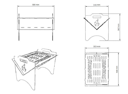 Storm Fire Portable Flat-Pack Fire Pit & Grill: Handmade Steel Camping Cookout